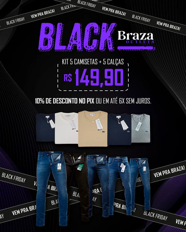 05 CALÇA JEANS LACOSTE + 05 CAMISETAS LACOSTE REGULAR FIT PROMOÇÃO