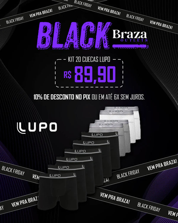 [DESCONTO BLACK] Kit 20 Cuecas Lupo 100% Algodão